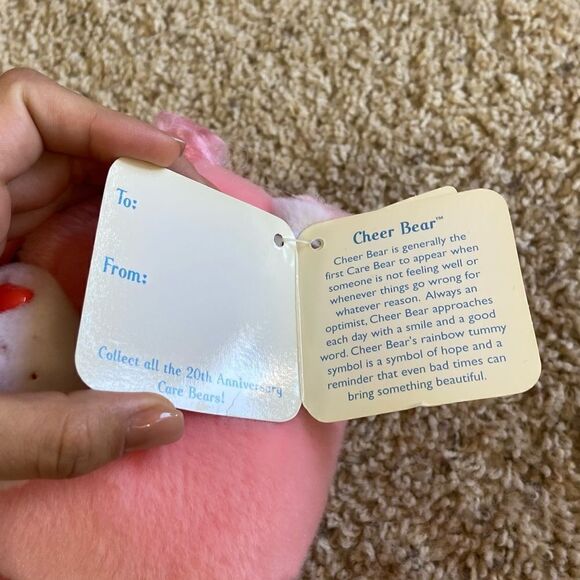 Nwt Vtg 2002 Care Bears Stuffed Pink Toy Bear Cheer 20s Anniversary Animal 13” - Picture 6 of 8